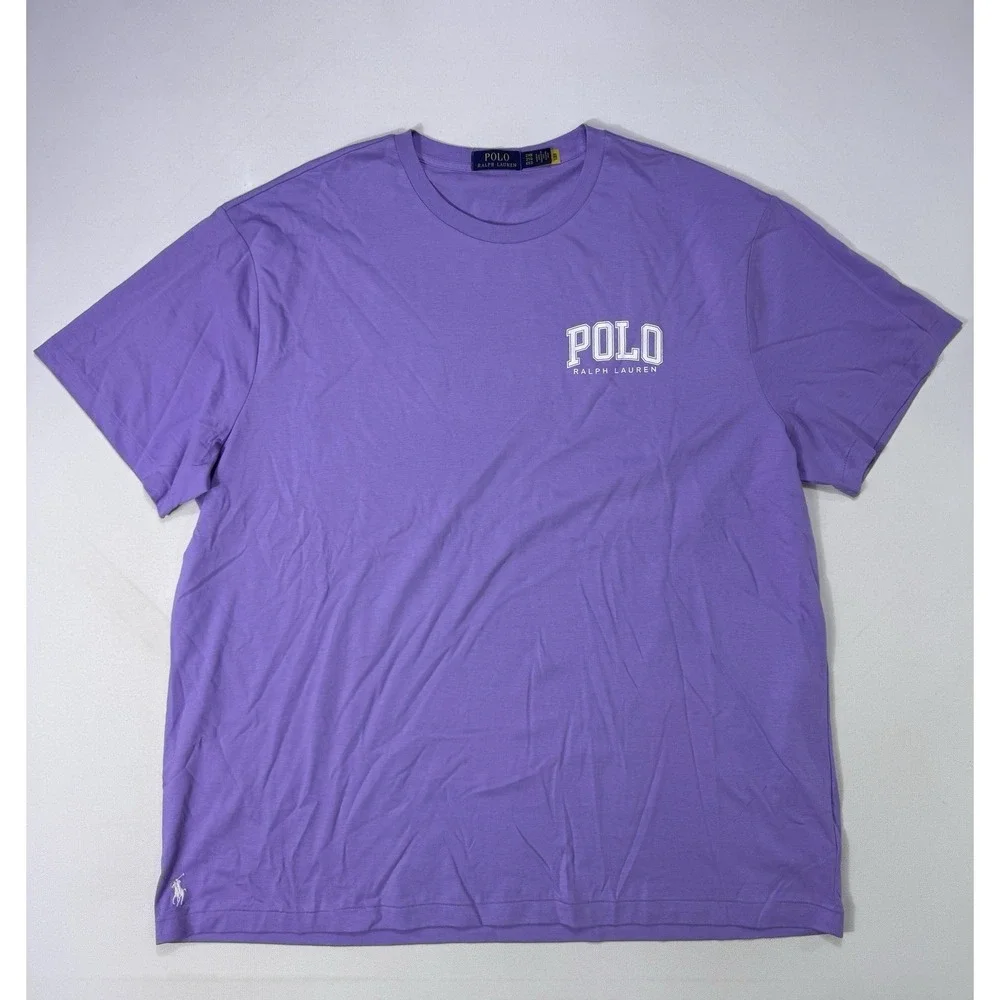 Polo Ralph Lauren Mens 2XB Purple Crew Neck T-Shirt Logo Cotton Big & Tall Tee